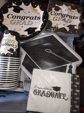 Congrats Grad Black & Gold Graduation Party Supplies